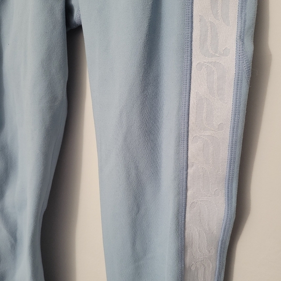 Fabletics Powerhold Baby Blue Logo Stripe Athletic Leggings - Picture 4 of 10